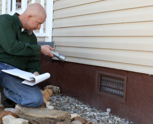 man checking the foundation