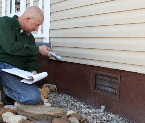man checking the foundation