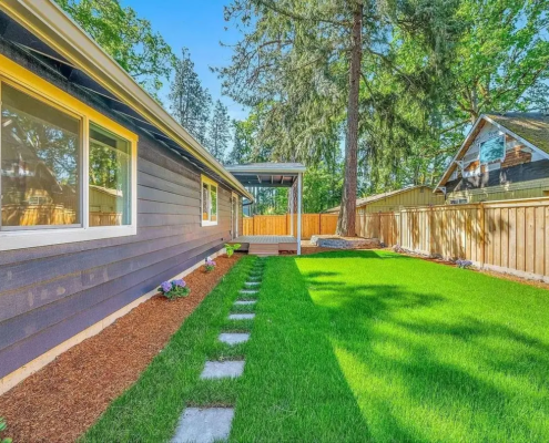 Modern residential exterior renovation and landscaping